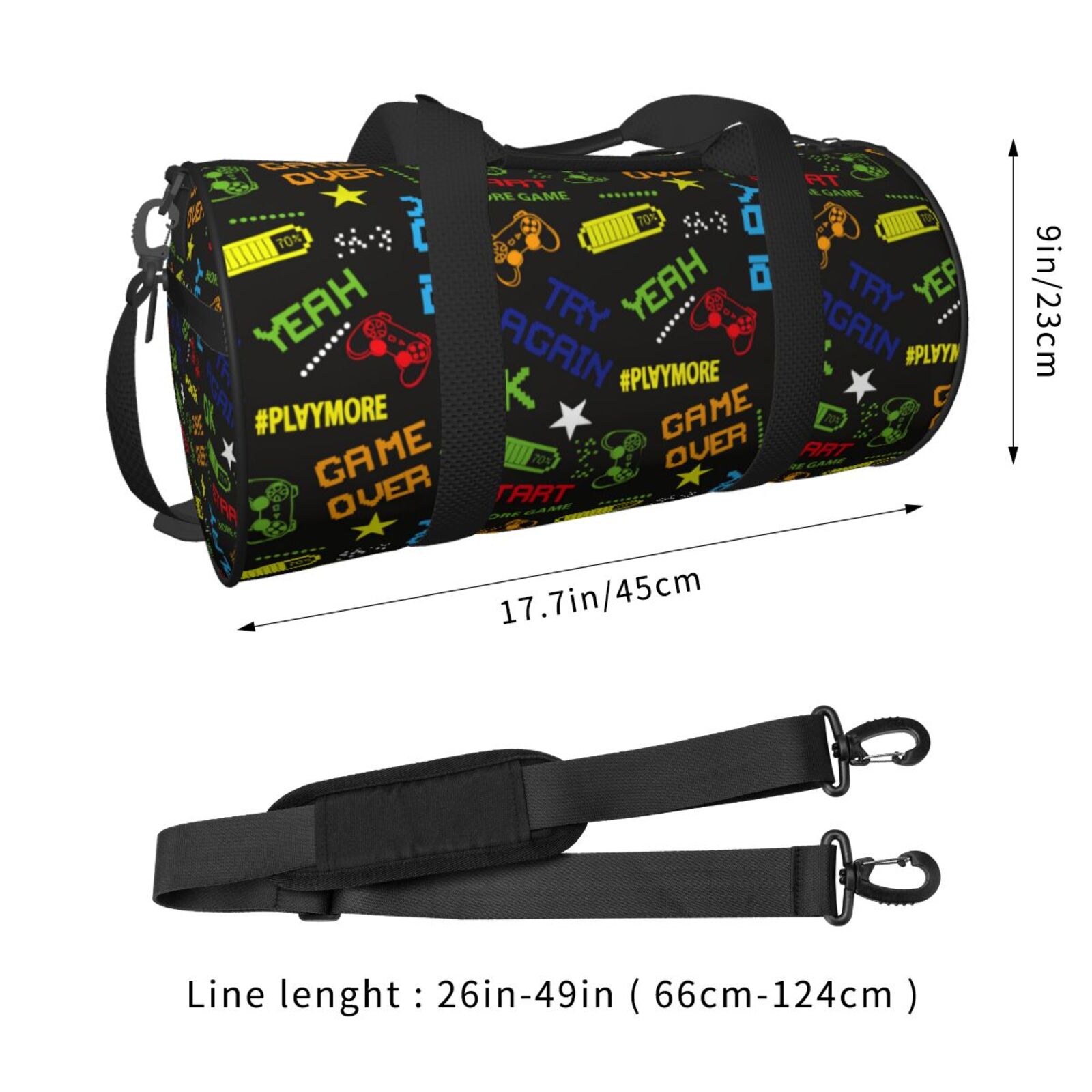 Vsdgher Pixel Game 45L Foldable Duffel Bag, Sports Gym Bag,Overnight Bag, Portable Weekender Bag for Airplanes