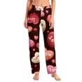 thumbnail image 2 of Valentine Sleep Pants for Women Heart Print Pajama Pants Soft Wide Leg Lounge Wear Comfortable Pajama Bottoms with Drawstring White S, 2 of 8