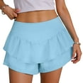 thumbnail image 2 of vigerkar Flowy Shorts for Women Ruffle Skorts High Waisted Pleated Mini Skirts Teen Gilrs Running Tennis Skort Summer Shorts 2025 Sky Blue, M, 2 of 7