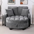 thumbnail image 4 of Modern Double Sofa Chaise Lounge with Irregular Armrests and Backrests, Footrest with Storage Space, 2-seater Sofa Bed for Living Room, Bedroom, Office, Grey, 4 of 9