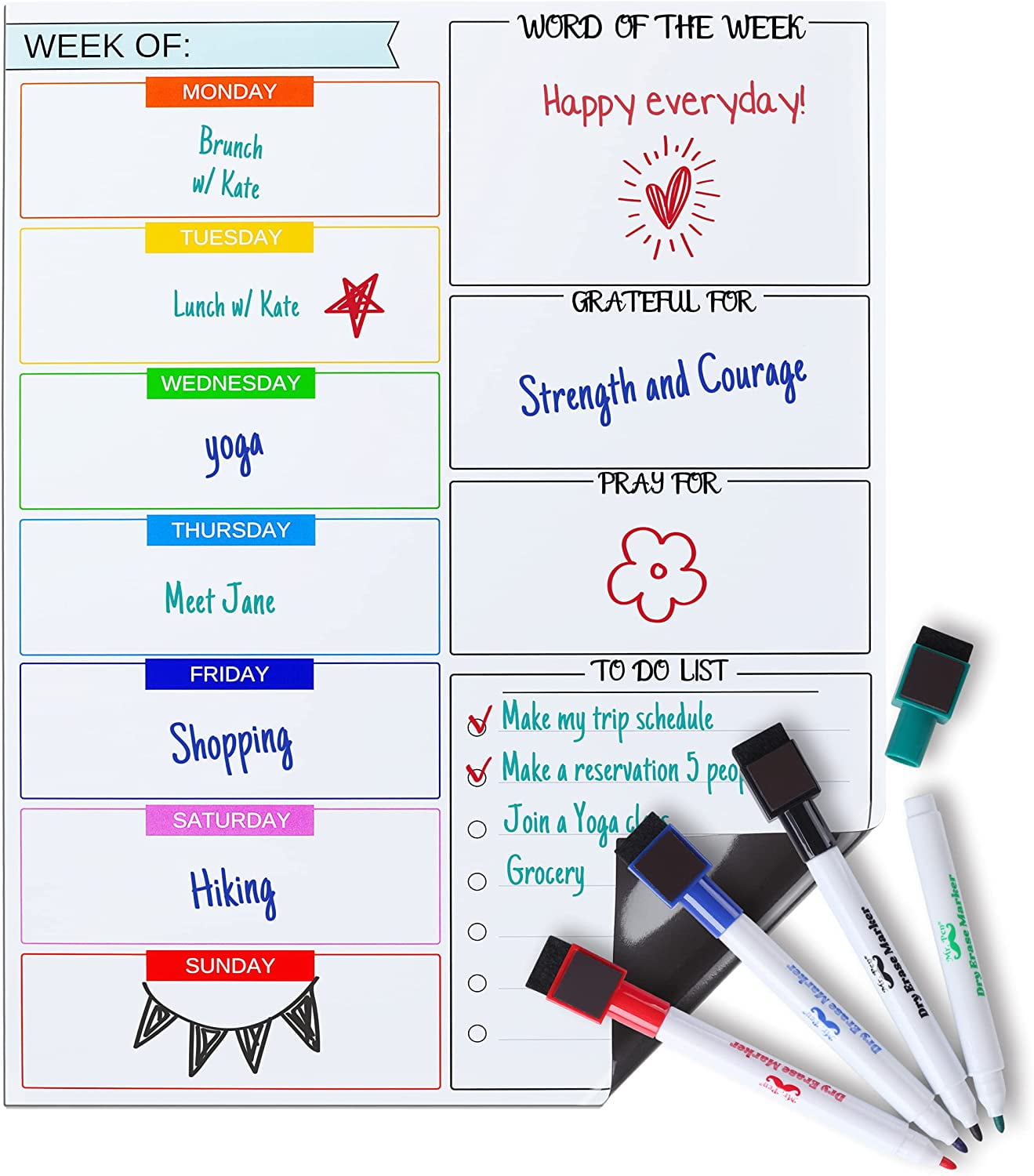 Magnetic Refrigerator White Board Planner for organizing activities Dry Erase White Board Fridge Calendar by My Tidy Family Whiteboard planner calendar with magnetic back for daily organization