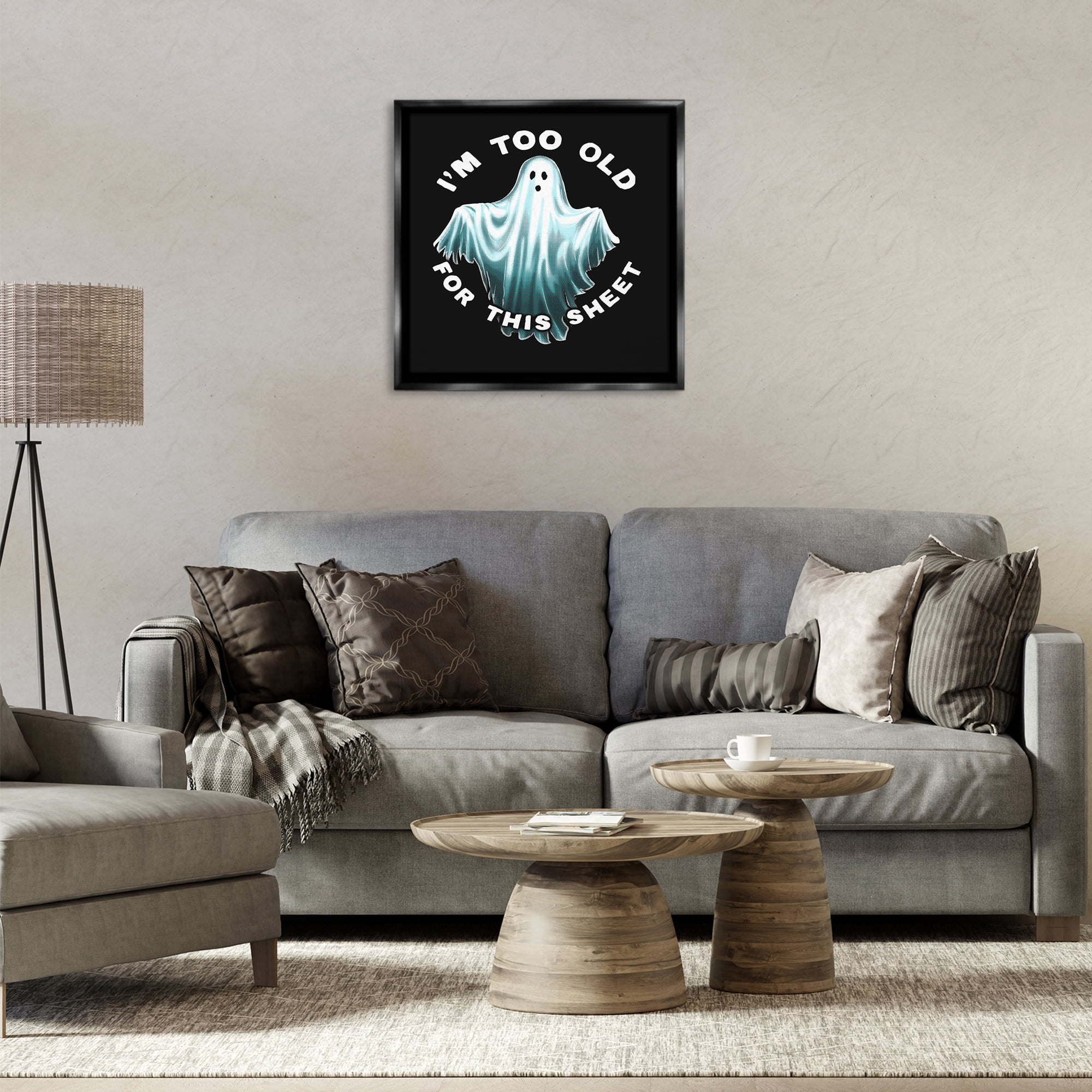Stupell Industries Too Old For This Sheet Holiday Painting Black Floater Framed Canvas Art Print Wall Art, 25 x 25