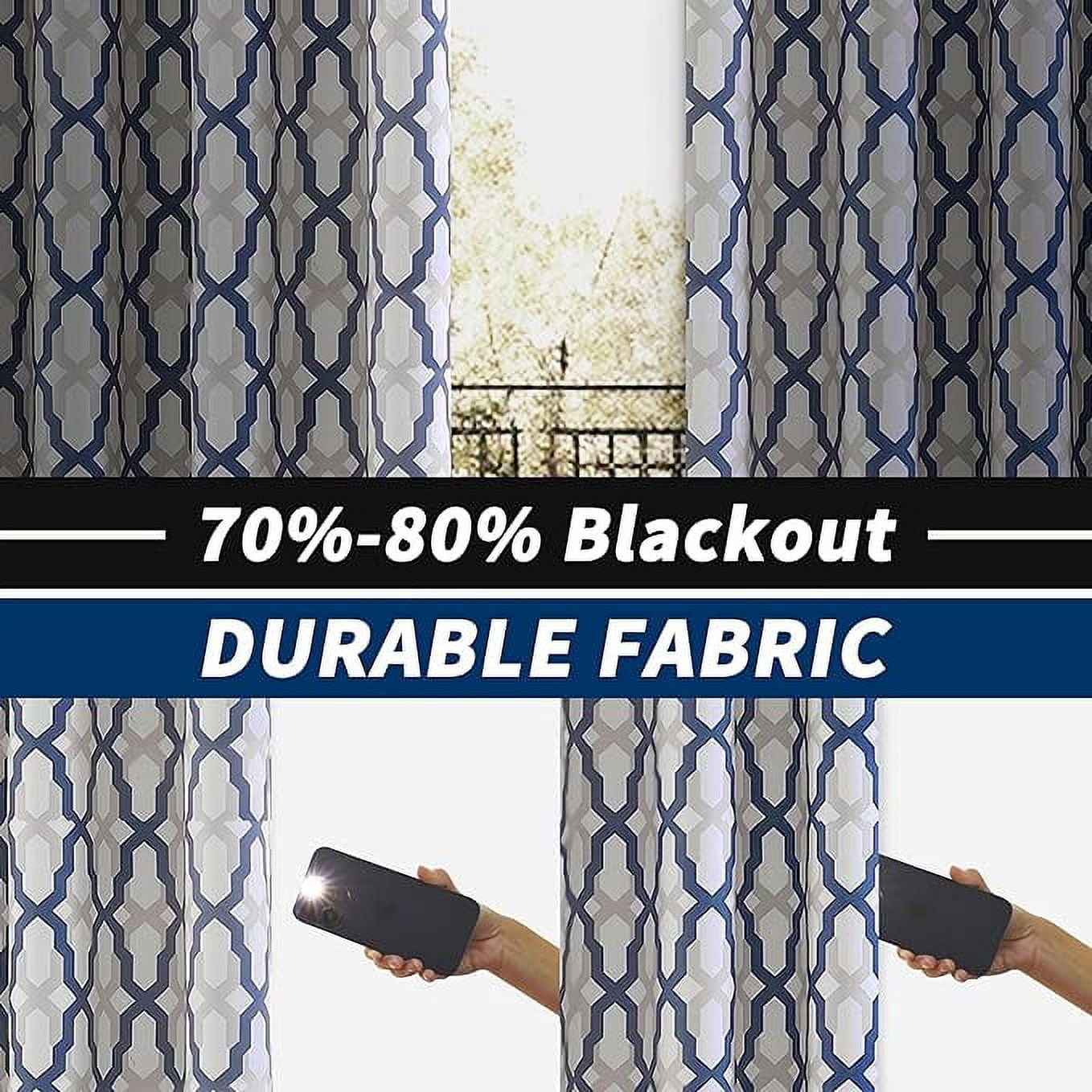 DriftAway Mason Thermal Blackout Grommet Window Curtains Geometric Trellis Pattern 2 Panels 54"L x 52"W Navy