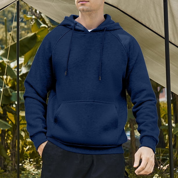 Sudadera con capucha para hombre, estilo informal, con capucha, color liso, mangas largas en los hombros, blusa de poliéster.