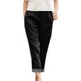 thumbnail image 2 of HongQid Womens Casual Cotton Tapered Capri Cotton Pants Loose Elastic Waist Ankle Cropped Trouser with Pockets, 2 of 5