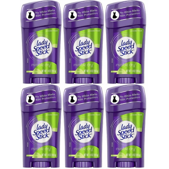 6 Pack - Lady Speed Stick Antiperspirant Deodorant Invisible Dry Powder Fresh 1.40 oz
