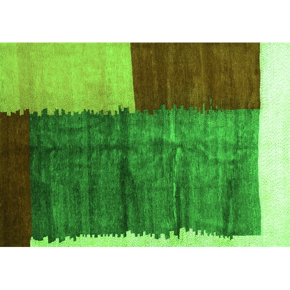 Ahgly Company Indoor Rectangle Abstract Green Contemporary Area Rugs, 8' x 10'
