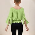 thumbnail image 6 of OGLCCG Girls Vintage Court Shirts Off The Shoulder Flare Sleeve Crop Tops Summer Trendy Renaissance Elegant Tunic Blouse 5-15 Years, 6 of 7
