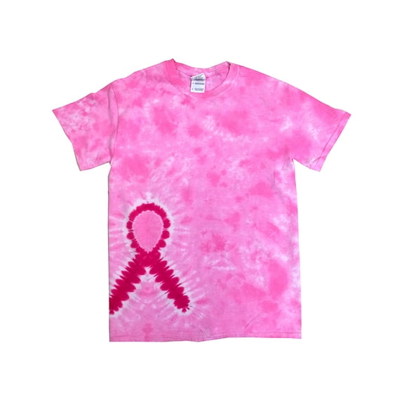 Breast Cancer Ribbon Tie Dye Tee Shirt -  XL