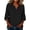 Black, variant on Women's Henley Neck Linen Top, 3/4 Sleeve Drop Shoulder Bohemian Blouse, Solid Color Casual Shirt for Spring, Summer, and Everyday Boho Style, Loose and Flowy-White