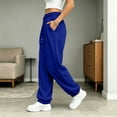 thumbnail image 6 of Women's Baggy Sweatpants Y2K Pleated High Waist Drawstring Jogger Pants Soft Casual Street Athletic Pants with Pockets Fall Outfits Blue, 6 of 8