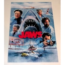 JAWS Film Steven Spielberg 1975 Alternate Poster - 50th Anniversary Art Quint / Hooper / Chief Brody 19"x13"