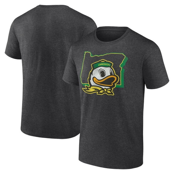 Men's Charcoal Oregon Ducks Inlay State Fade Tri-Blend T-Shirt