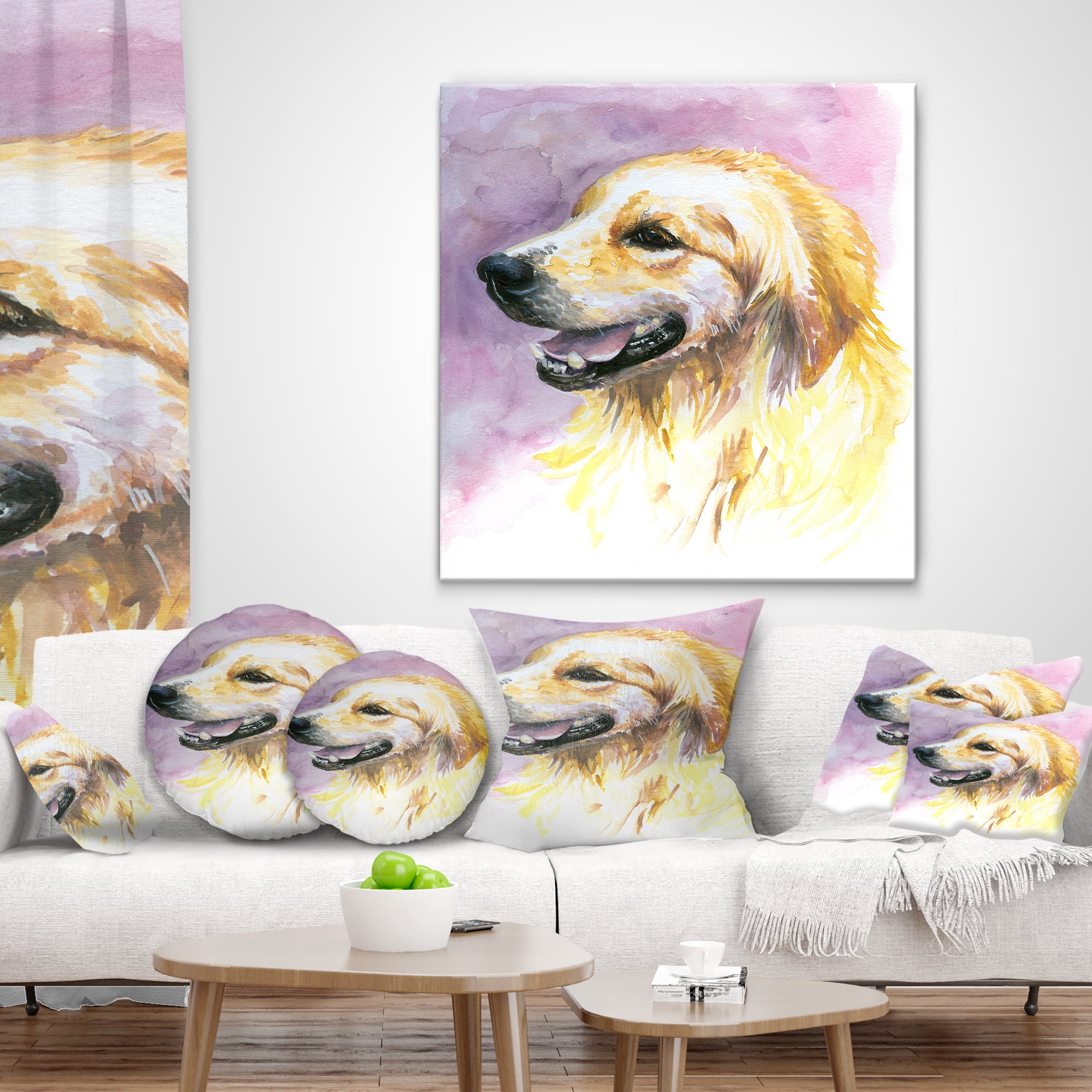 Designart Sweet Yellow God Watercolor - Abstract Throw Pillow - 12x20