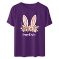 thumbnail image 4 of UPPADA Femmes Easter Oeufs Imprimé T-Shirts Heureux Easter Graphique Bunny Lapin Mignon T-Shirts Manches Courtes Décontracté Col Rond T-Shirts Été Basique Coupe Régulière Chemises Violet,m, 4 of 5