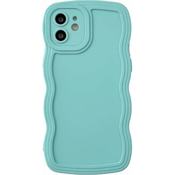 MYKOMI for iPhone 12 Case,Solid Color Curly Wave Frame Soft Phone Case