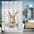 thumbnail image 6 of No Hook Shower Curtain with Snap in Liner, Easter Spring Floral Bunny with Leaves Waterproof Bath Curtain with See Through Top Window, Nature Plant on Wooden Board Shower Curtains 48x72in, 6 of 9