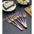 thumbnail image 5 of ReaNea Rainbow Dinner Forks 6-Pieces, Stainless Steel 8.17" Fork Wedding Silverware Set of 6, 5 of 8
