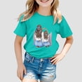 thumbnail image 2 of T-shirts Filles Mode Imprimé Col Rond Manches Courtes Amples Loisirs Hauts Filles Vert Menthe 6-7 Ans, 2 of 4