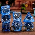 thumbnail image 2 of Polyhedral Dice Set Transparent Blue Resin with Gear Insert for RPG Games 7-Piece, 2 of 5