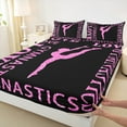 thumbnail image 4 of Feelyou Girl Gymnastics Twin Sheet Sets, Black Pink Sequin Print Twin Fitted Sheet, Modern Sports Lover Flat Sheet, Luxury Bedroom Decor, 3-Piece, 4 of 8
