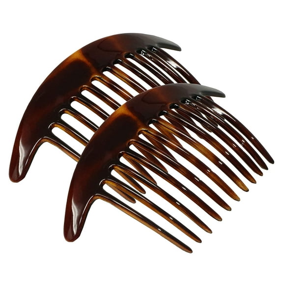 Parcelona French Tapered Edge 11 Teeth Side Hair Combs for Women & Girls (2Pcs)