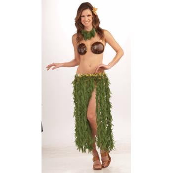 One Size Fits Ladies Hawaiian Coconut Bra Hula Lei Top Fancy Dress Costume 