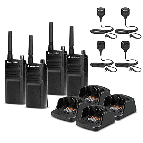 4 x Motorola RMU2040 On-Site 2-Way Radio (RMU2040)   4 x HKLN4606 Remote Speaker Mic - 4 Pack with Mic Bundle