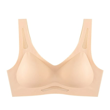 Ousvtion on Sale Bras for Women - Womens Push Up Bra  Removable Padded Bralettes   Wirefree Brassiere   Stretchable Straps Bralette Clearance Khaki XX-Large