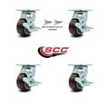thumbnail image 2 of 4 Inch Polyurethane Caster Set with Ball Bearings 4 Brake 2 Swivel Lock SCC, 2 of 2