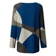 thumbnail image 2 of V Neck T Shirts Women, V Neck Blouse 3/4 Sleeve Workout Shirts For Women Women's Fashion Casual Irregular Patchwork Color Print Loose Medium Long Long Sleeve Top Women's Blouses (Blue,Small), 2 of 5