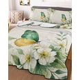 thumbnail image 3 of Quilts Twin Size Bedding Set, Spring Floral Lightweight Quilted Comforter, Watercolor Botanical Flowers Butterfly Beige Soft Reversible Bedspread Coverlet with Pillow Covers for All Season, 68" x 86", 3 of 7
