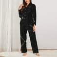 thumbnail image 3 of Junzan Black Marble Texture Abstract Print Womens Pajama Sets,Long Sleeve Button Down For Women Pjs 2 Piece, 3 of 9