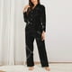 thumbnail image 2 of Balery Black Marble Texture Abstract Conjunto de Pijama con Estampado para Mujer, Conjunto de Dos Piezas con Manga Larga, Ropa de Dormir Suave con Bolsillos, Pijamas Cómodos-Medium, 2 of 7