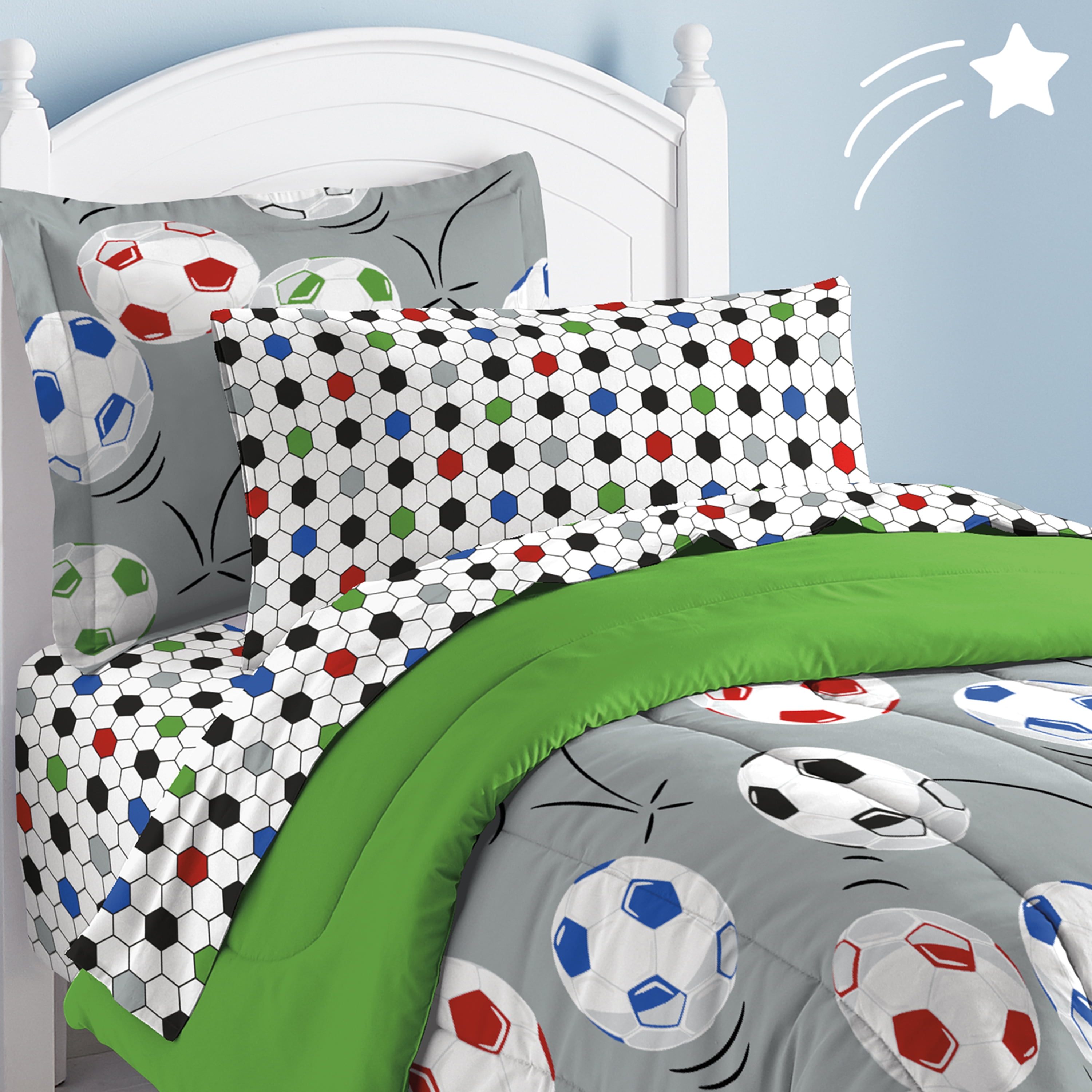 Twin Multi Colored Dream Factory Soccer Ultra Soft Microfiber