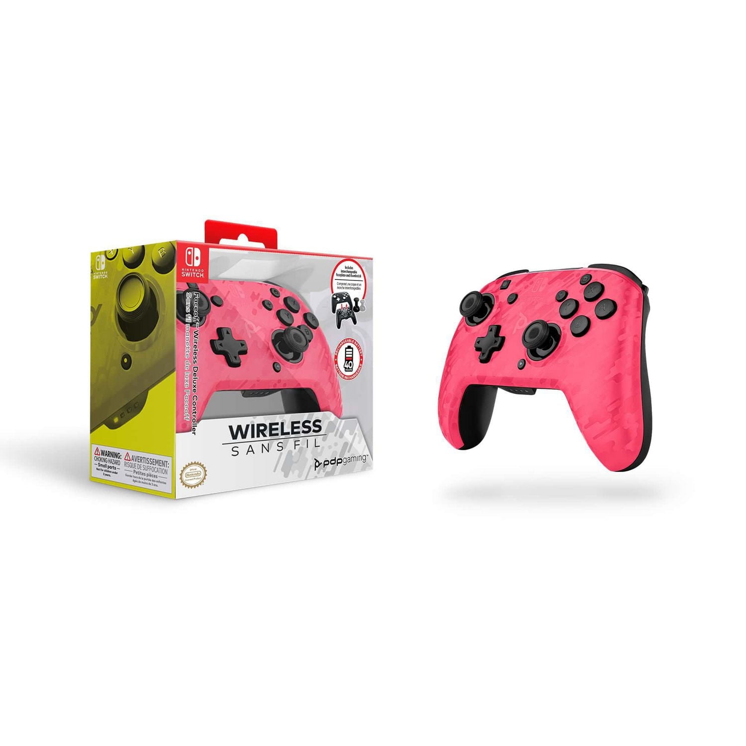 PDP Faceoff™ Wireless Deluxe Controller: Pink Camo Nintendo Switch