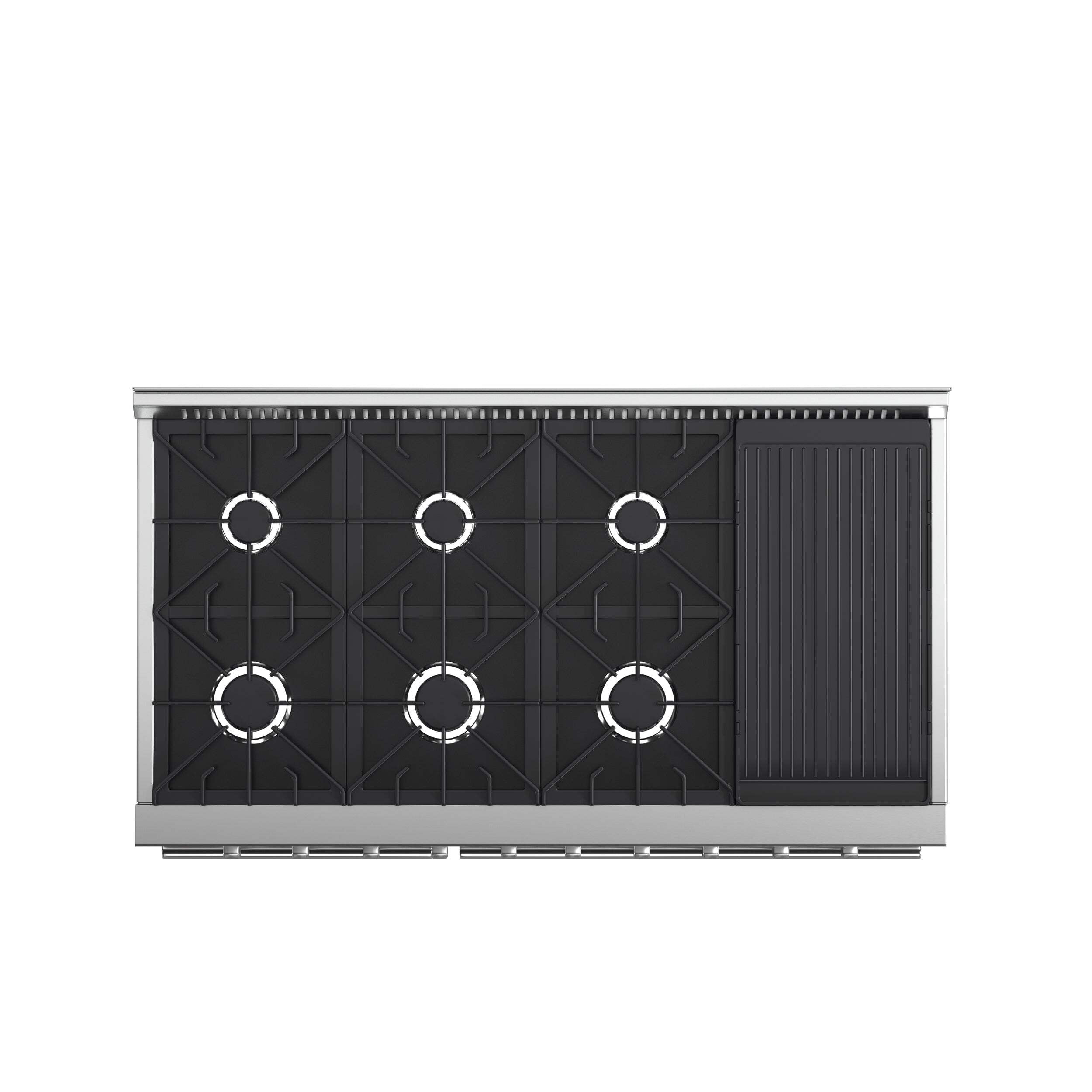 FORNO Premium 2-Piece Kitchen Bundle - Galiano 48" Stainless Steel Gas Range, Maderno 2-28 " Wide Units with Decorative Trim