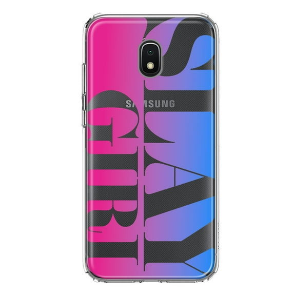 MUNDAZE Samsung Galaxy J3 Express/Amp Prime 3 Shockproof Clear Hybrid Protective Phone Case Pink Blue Clear Funny Text Quote Slay Girl Cover
