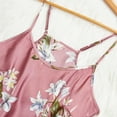 thumbnail image 5 of Yufatyle Womens 3 Pcs Pajamas Set Silk Satin Sleeveless Sleepwear Floral Print Cami + Shorts and Pants Set Pink Loungewear Pjs, XL, 5 of 7