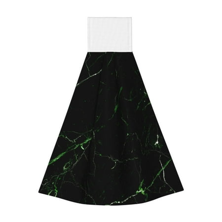 

Sikiie Black Marble Hand Towel with Loop Hanging Towel Absorbent Tie Towels for Kitchen Tea Bar Bathroom Decor