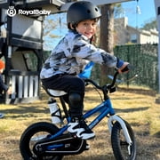Royalbaby Boys Girls Kids Bike 14 In BMX Freestyle Blue 2 Hand Brakes Bicycles with Training Wheels Child Bicycle