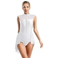 thumbnail image 1 of Aiihoo Costume de Danse Lyrique pour Femmes avec Strass Scintillants, Robe Justaucorps de Ballet en Patchwork de Maille Transparente, Blanc, TTG, 1 of 7