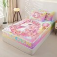 thumbnail image 2 of Homewish Cute Unicorn Girls Zipper Full Size Comforter Sets with Fitted Sheet and 2 Pillowcases,Romantic Pink Rose Blossom Flower Zipper Bedding Set For Kids,Pink Reversible,4-Piece, 2 of 7