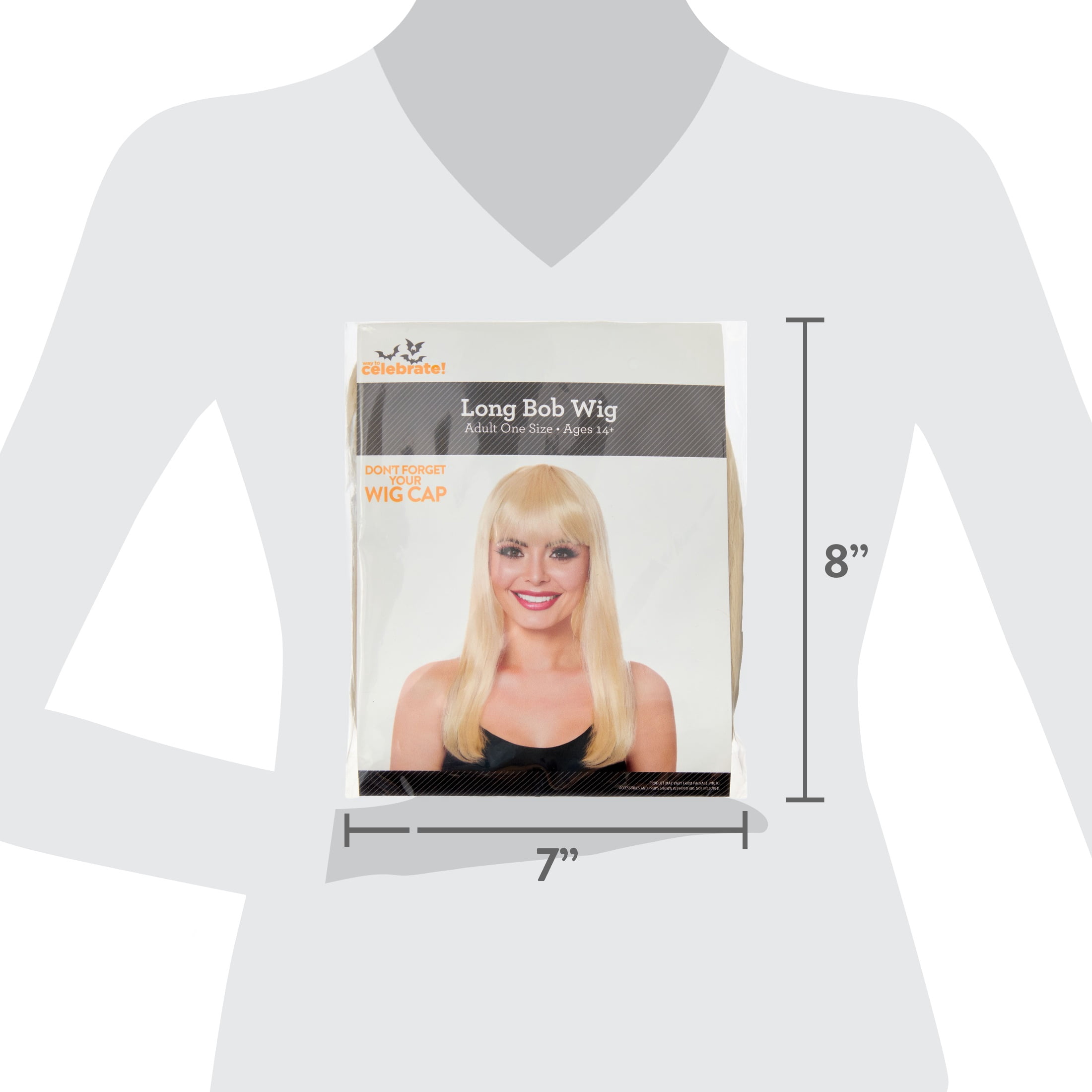 Long Bob Wig Costume Accessory for Adults, Blonde, Halloween by Way To Celebrate