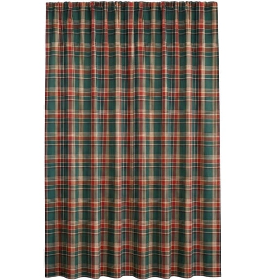 Vjnyvs Polyester Green Red Plaid Curtains Scottish Tartan Window Drape Farmhouse Semi-Blackout 1-Panel