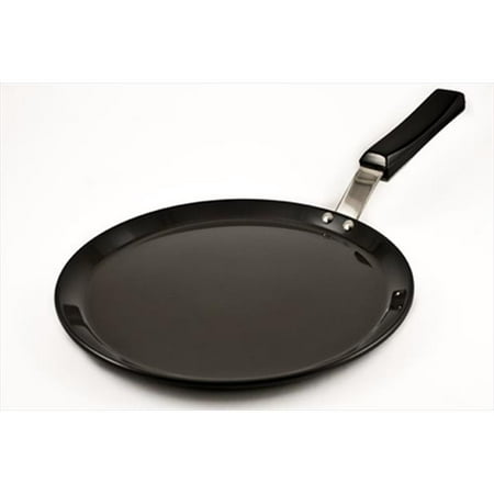 Futura Hard Anodised Flat Tava Griddle 10 in. - 4.88mm with Plastic Handle in Black