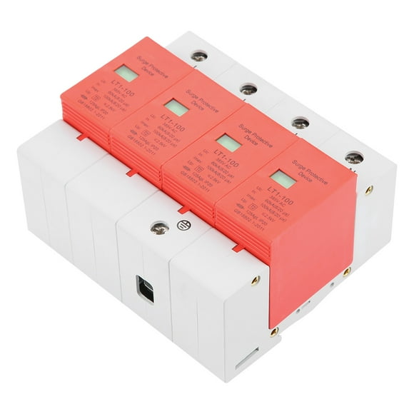 Dispositivo pararrayos, 4P 60-100KA 420vAC Casa Protector contra sobretensiones Dispositivo pararrayos de bajo voltaje Los mejores materiales