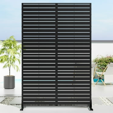 MAYEERTY 72" × 47" Outdoor Privacy Screen, Metal Decorative Screen, Black
