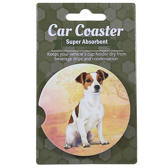 E & S Imports Jack Russel Car Coaster - 1 Car Coaster Inch, Sandstone - Super Absorbent 23317