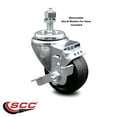thumbnail image 2 of 3.5 Inch Soft Rubber Wheel Swivel ½ Inch Threaded Stem Caster with Brake SCC, 2 of 2
